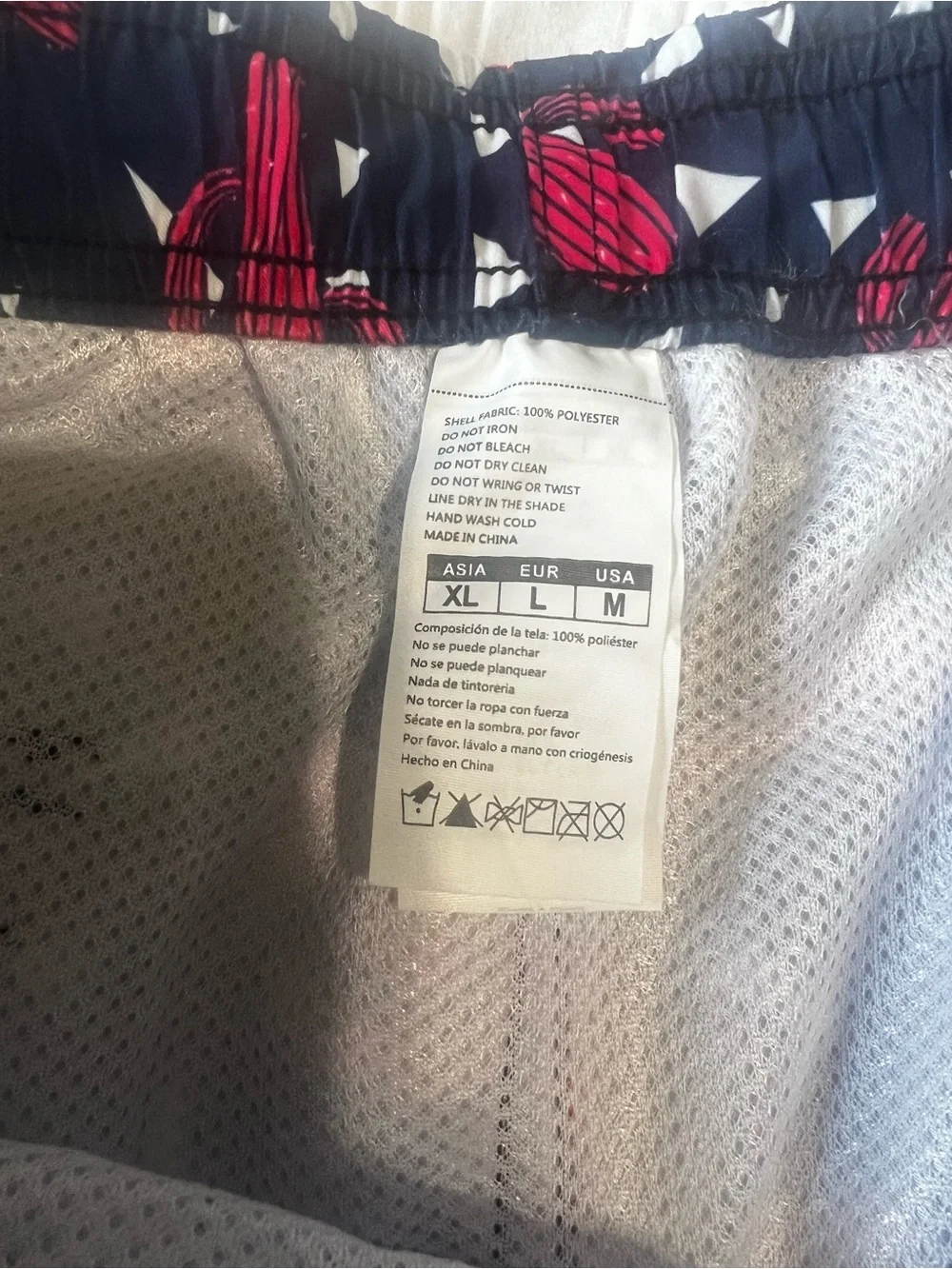 NWT .. Men's Navy Swim Shorts with red Cactus Print